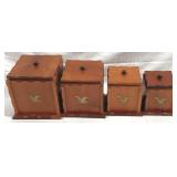 4 Vintage Wood Canisters - 6, 7, 8, &9" Tall