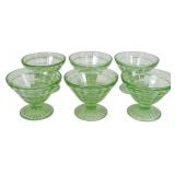 6 Uranium Green Depression Sherbets3"