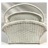 White Wicker Magazine Stand - 10 x 20 x 18