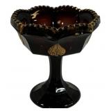 Amethyst Glass Compote w/ Gold Dec