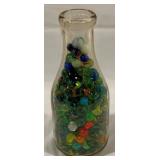 Milk Bottle w/ marbles - 10" tall