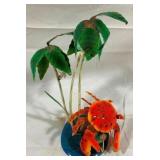 Metal Crab Statue - 14" tall