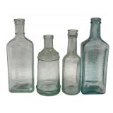 4 Antique Glass Bottles