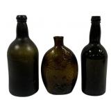 3 Antique Glass Bottles