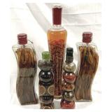 5 Glass Bottles with Contents - 14", 17" & 22"