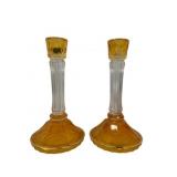 Pair MCM Gold Italian Same Cristallerie Candles