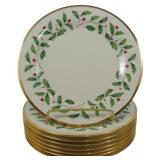 8 Lenox Holiday Dinner Plates 10.5"