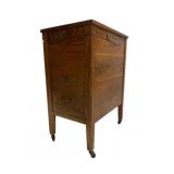 Oak Lift Top Vintage Rolling File Cabinet