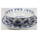 Blue & White Bowl and Platter 6x17"