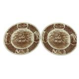 Pair Meakin Transferware 10.5" Plates