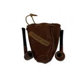 2 Tobacco Pipes & Tobacco Pouch