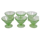 6 Uranium Green Depression Sherbets 3"