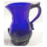 Cobalt Blue Glass Pitcher - Signed - 9.5"