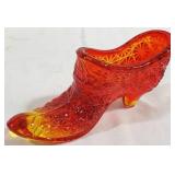 Fenton Amberina Glass Shoe - 6" Long