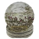 10 Johnson Bros Tally Ho Dinner Plates 10.5"