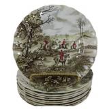 10 Johnson Bros Tally Ho Dinner Plates 9.5"