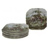 9 Johnson Bros Tally Ho Plates 8"