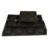 3 Antique Iron Baking Molds