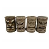 4 Tiki Face Vases 6 x 4