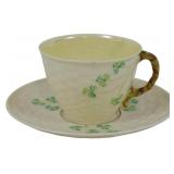 Belleek Shamrock Cup and Saucer 3"