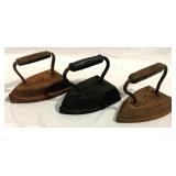 3 Antique Irons - 7 x 4 x 5
