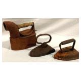 3 Antique Irons - 8 x 4 x 6