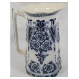 Blue and White Transferware Pitcher  8"