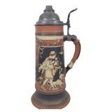Vintage Mettlach 3L German Beer Stein w/ lid