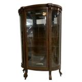 Original Finish Oak Curved Glass China Cabinet