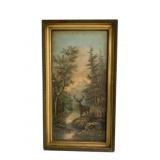 Antique Stag Scene in Frame 28 x 15