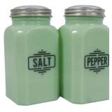 Pair Jadeite Salt & Pepper Shakers 5"
