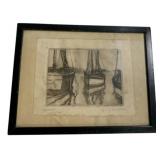 Pencil Signed Framed Sketch 6 x 7