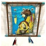 Native American Painted Leather Wall Art