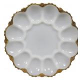 Milk Glass Deviled Egg Plate 10"