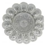 Pressed Glass Deviled Egg Plate 11"