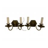 Matching Pair Double Candle Wall Sconces