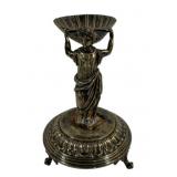 Bronze Finish Figural Lady w/ Bowl 6.5"