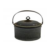 Vintage Metal Lidded Pail 10 x 8 x 7