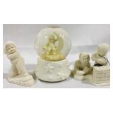 3 Snowbabies (2 Figures, 1 Snowglobe)