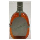 Amber Glass & Metal Scotch Bottle - 9" Tall