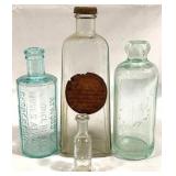 4 Antique Glass Bottles