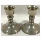 2 Pewter Candle Holders - 5" Tall