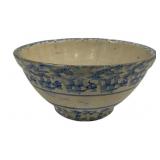 Blue Spongeware Mixing Bowl, with crack