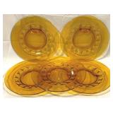 5 Indiana Amber Kings Crown 10.25" Dinner Plates