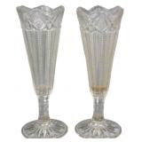 Pair Pressed Glass Celery Vases 10"