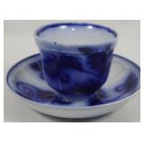 Flow Blue Cup & Saucer 3.5"