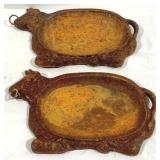 2 Cast Iron Cow Plate Holders - 12" x 7"
