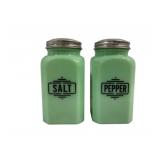 Pair Jadeite Salt & Pepper Shakers 5"