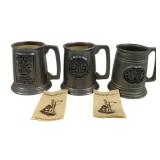 3 Wilton Pewter 5" Mugs