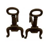 Pair Cast Iron Andirons 13 x 7 x 12